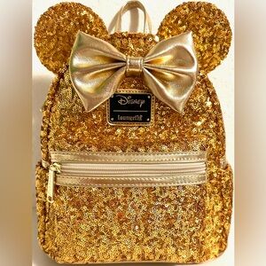 Loungefly Mini Backpack - Disney Minnie Mouse Yellow Gold Sequins